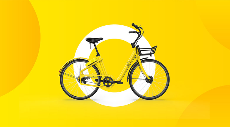 ofo小黃車單車LOGO，ofo小黃車單車標(biāo)志，共享單車品牌設(shè)計(jì)，ofo小黃車單車品牌形象設(shè)計(jì)