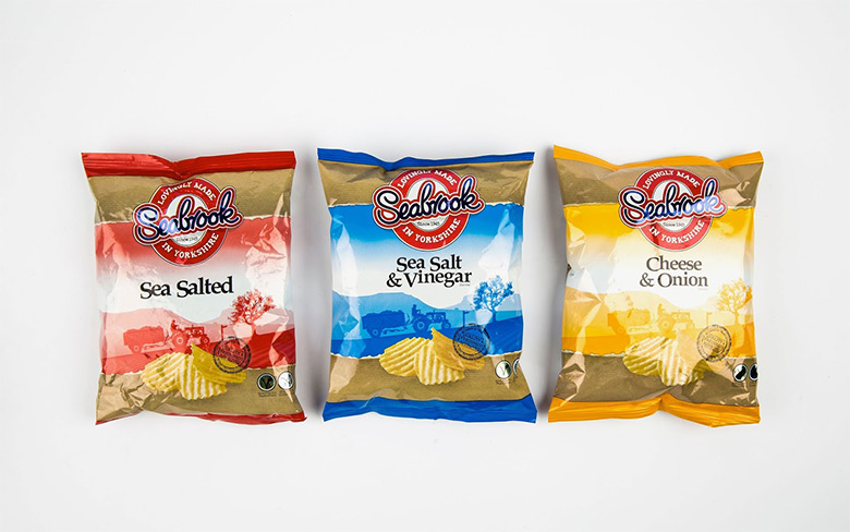 Seabrook薯片LOGO，Seabrook薯片標志，知名薯片品牌設計，薯片品牌包裝設計，食品品牌形象設計