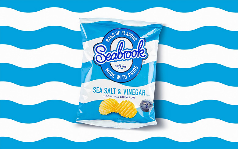 Seabrook薯片LOGO，Seabrook薯片標志，知名薯片品牌設計，薯片品牌包裝設計，食品品牌形象設計