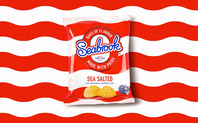 Seabrook薯片LOGO，Seabrook薯片標志，知名薯片品牌設計，薯片品牌包裝設計，食品品牌形象設計