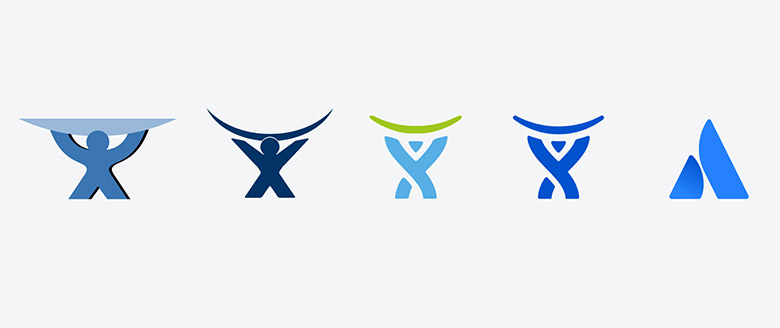 AtlassianLOGO，Atlassian標志，Atlassian形象設計，軟件開發(fā)標志設計，軟件開發(fā)品牌設計