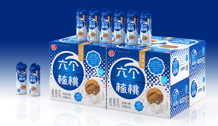 六個核桃標志，六個核桃LOGO，六個核桃包裝，飲品包裝設計，飲品品牌設計